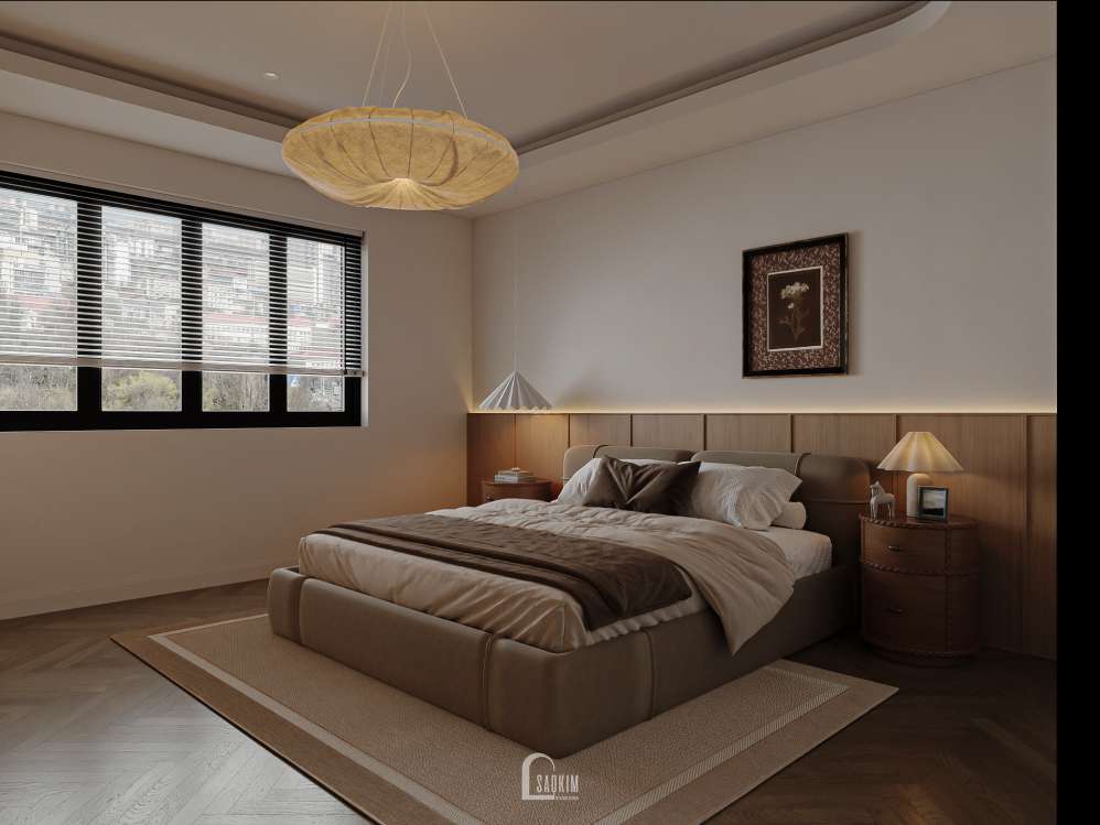 Thiết kế không gian phòng ngủ bố mẹ liền kề xẻ khe Ánh Dương